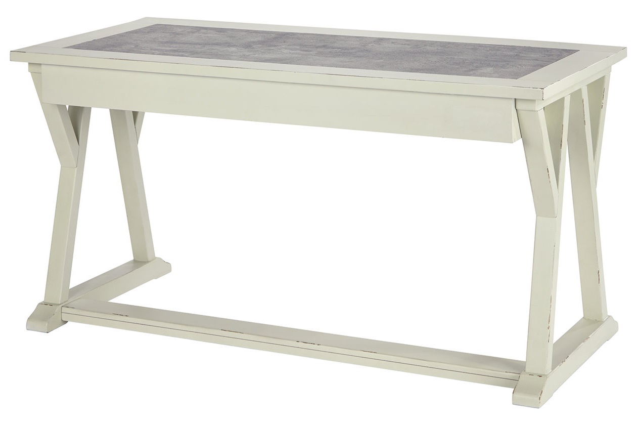 Hillshire White Wood & Cement Top Desk Pic 3